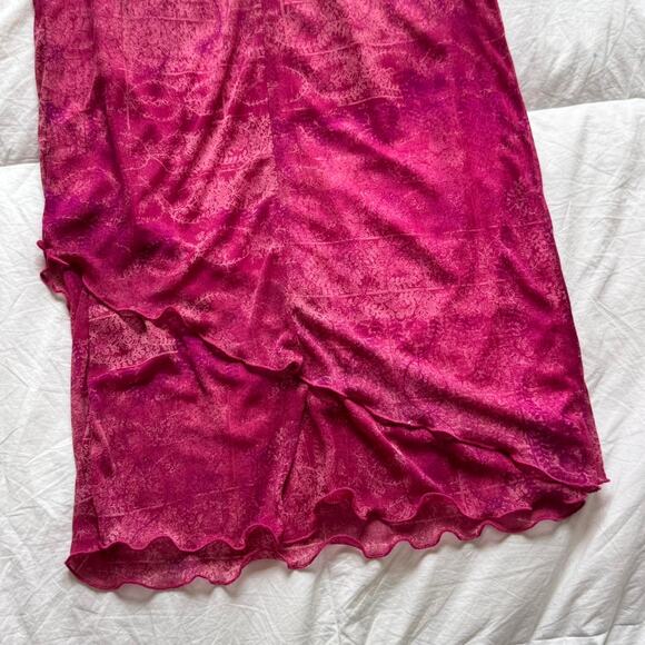 Vintage y2k rampage pink slip dress asymmetrical chiffon overlay sz M fairy - Picture 5 of 8